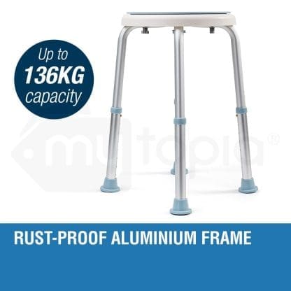 EQUIPMED Shower Chair Stool with Adjustable Swivel Seat Bath Aid Aluminium - Image 3