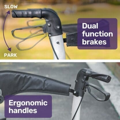 EQUIPMED EasyStride Quick-Fold Aluminium Rollator - Titanium - Image 7