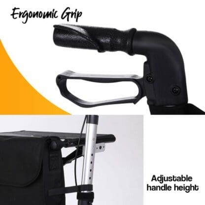 EQUIPMED Rollator Walking Frame Walker Foldable Seat Mobility Aid Aluminium - Image 8