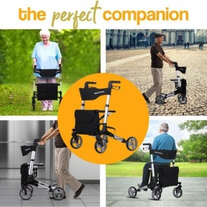 EQUIPMED Rollator Walking Frame Walker Foldable Seat Mobility Aid Aluminium - Image 9