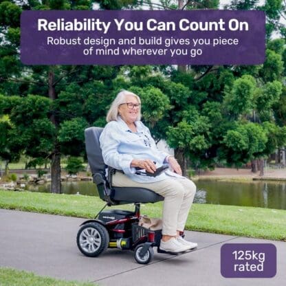 EQUIPMED Heavy Duty Electric Wheelchair, Up to 20km Range, Ultra-Comfortable, Safe Stable Non-Slip Anti-Roll Back Power Chair, Red - Image 5