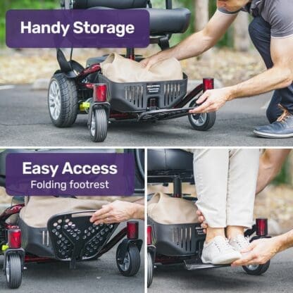 EQUIPMED Heavy Duty Electric Wheelchair, Up to 20km Range, Ultra-Comfortable, Safe Stable Non-Slip Anti-Roll Back Power Chair, Red - Image 14