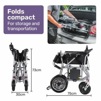 EQUIPMED Power Electric Wheelchair, Airline Approved Wheelchair, Extra Lightweight, Long Range, Lithium Batteries, Silver - Image 6