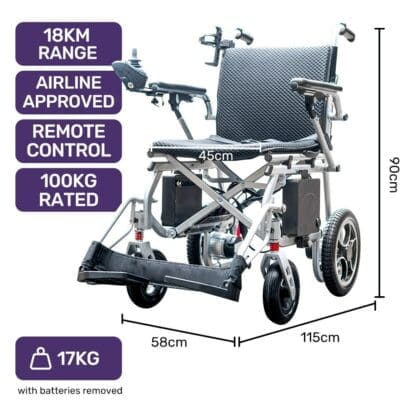 EQUIPMED Power Electric Wheelchair, Airline Approved Wheelchair, Extra Lightweight, Long Range, Lithium Batteries, Silver - Image 9