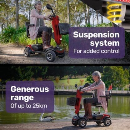 EQUIPMED Pathline Mid-Sized Electric Mobility Scooter For Elderly - Red - Image 18