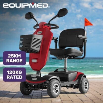 EQUIPMED Pathline Mid-Sized Electric Mobility Scooter For Elderly - Red - Image 17