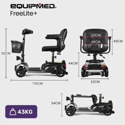 EQUIPMED FreeLite+ Mid-Sized Foldable Electric Mobility Scooter, Lithium Battery, Long Range and Easy Charging, Grey - Image 16